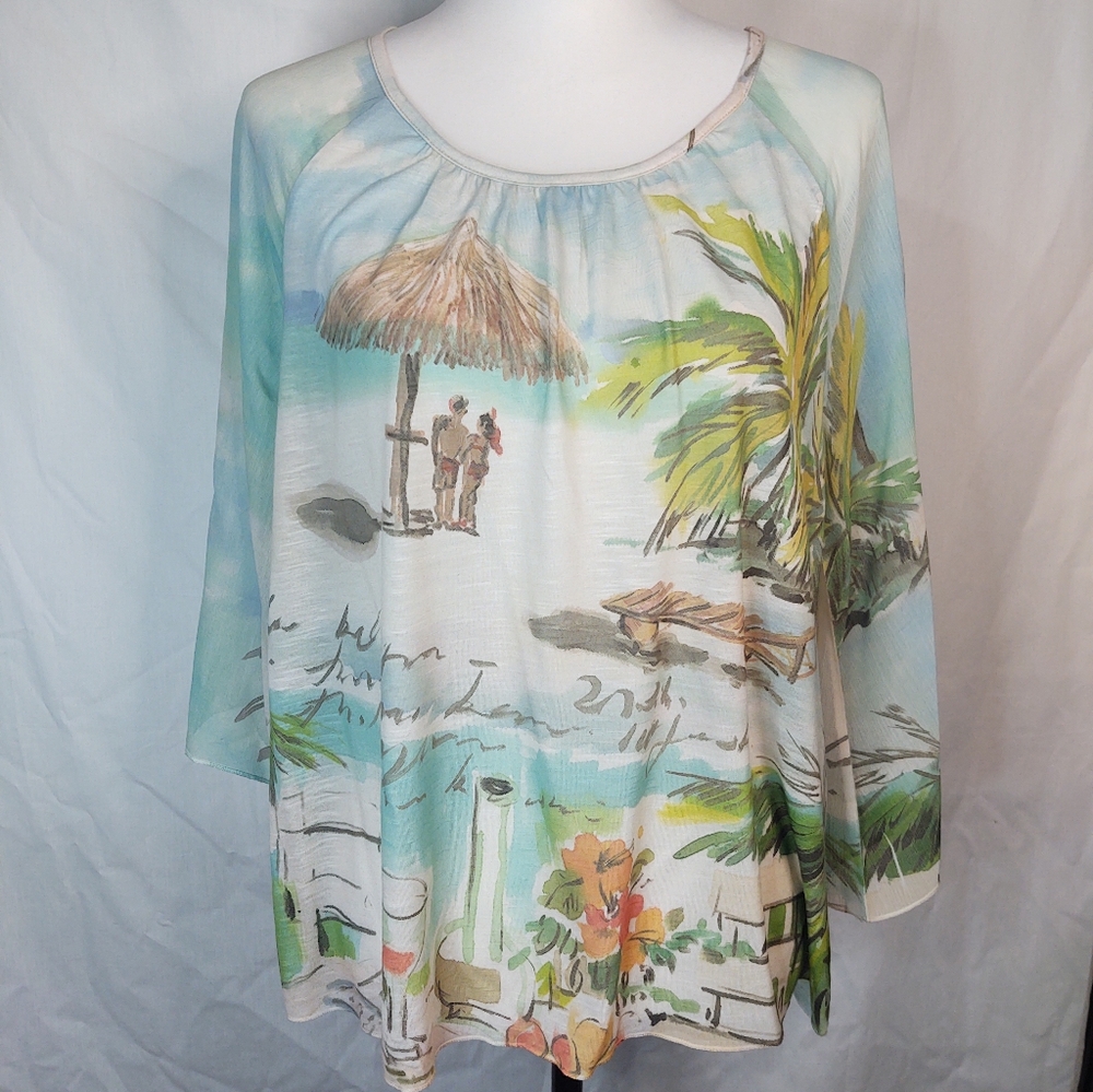 NWT Chico's Seaside Sangria Easy Tee Sz 1 (8 Or M)